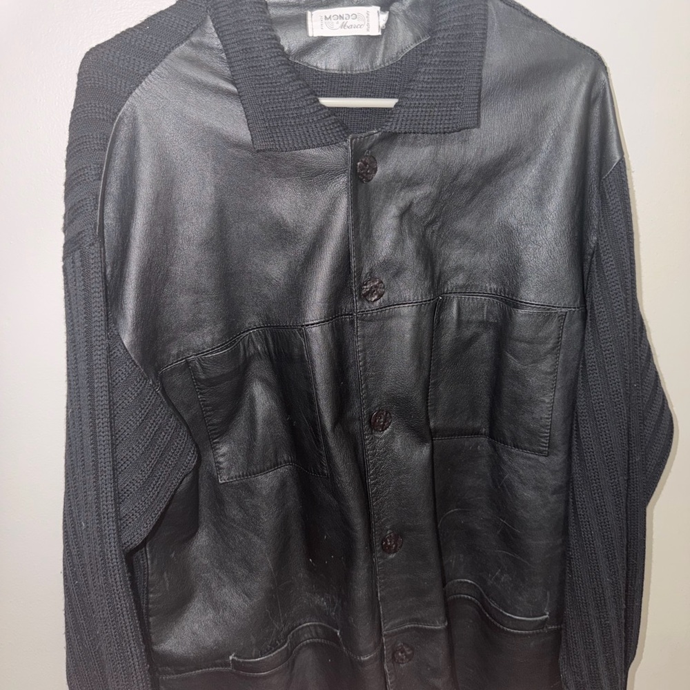 Mondani Black Leather Shirt Jacket for Men
